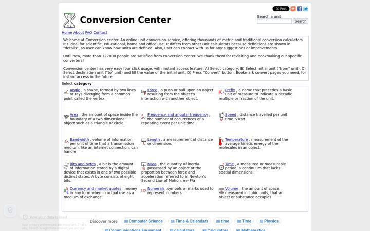 Screenshot of conversioncenter.net