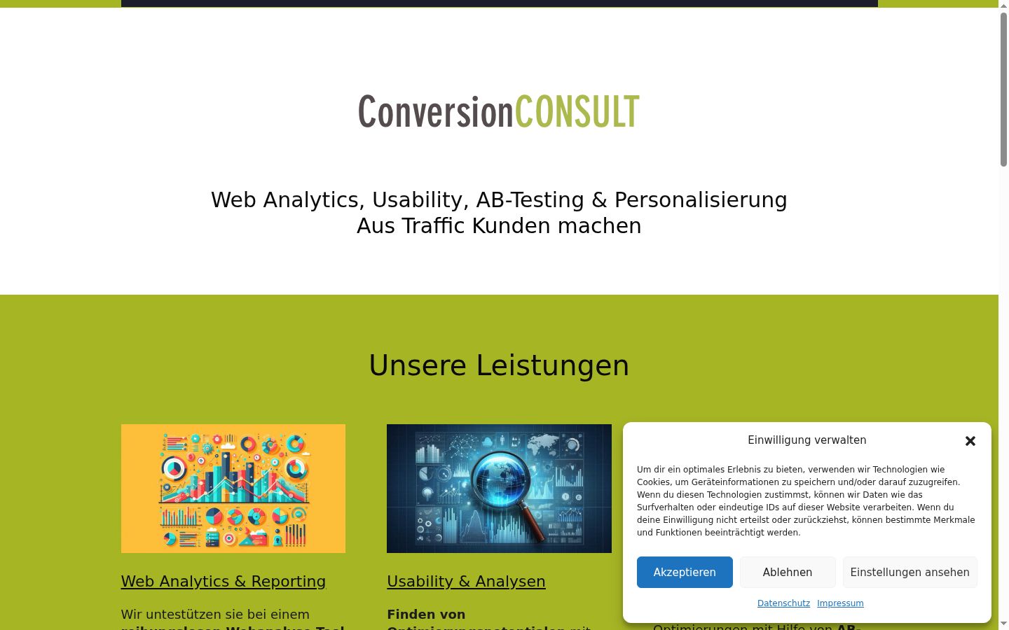 Screenshot of the consent banner shown before any interaction
