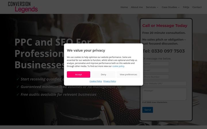 Screenshot of conversionlegends.co.uk