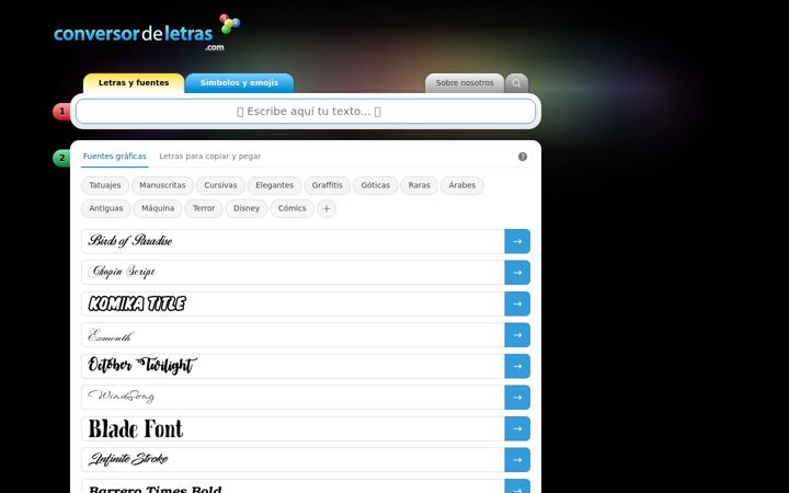 Screenshot of conversordeletras.com