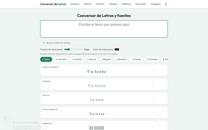 Screenshot of conversordeletras.pro