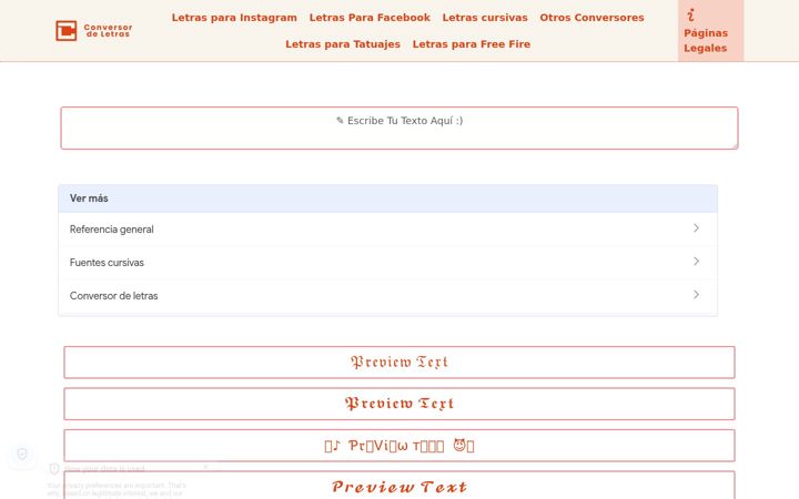 Screenshot of conversorsdeletras.com