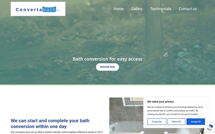 Screenshot of convertabath.co.uk