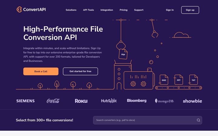 Screenshot of convertapi.com