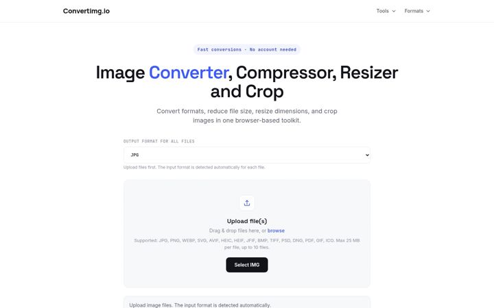 Екранна снимка на convertimg.io