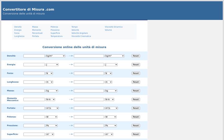 Screenshot of convertitoredimisura.com