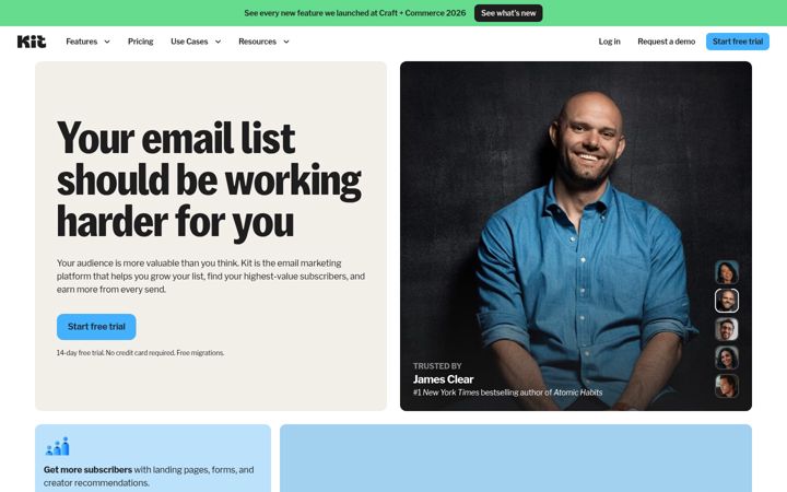 Captura de pantalla de convertkit.com