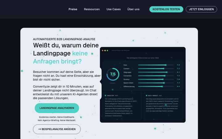 Ekrānuzņēmums no convertlyze.com