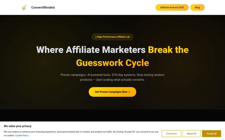 Screenshot of convertminded.com