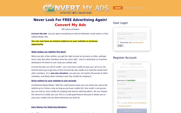 Screenshot of convertmyads.net