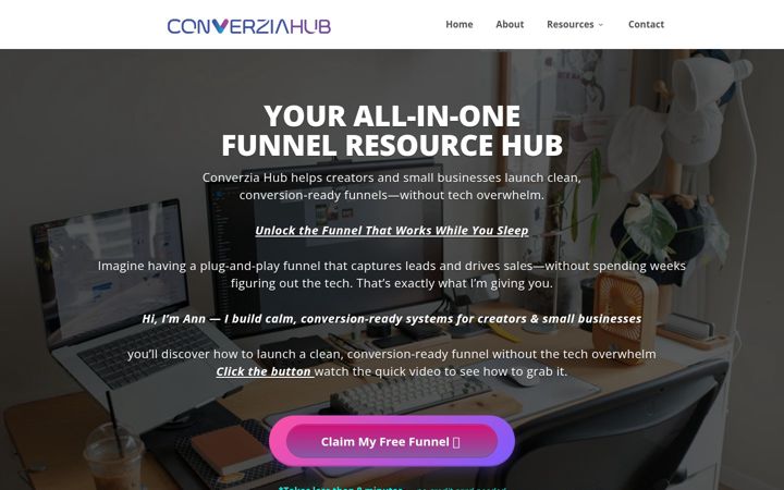 Posnetek zaslona converziahub.com