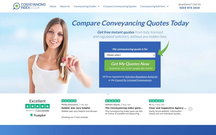 Screenshot van conveyancingindex.co.uk
