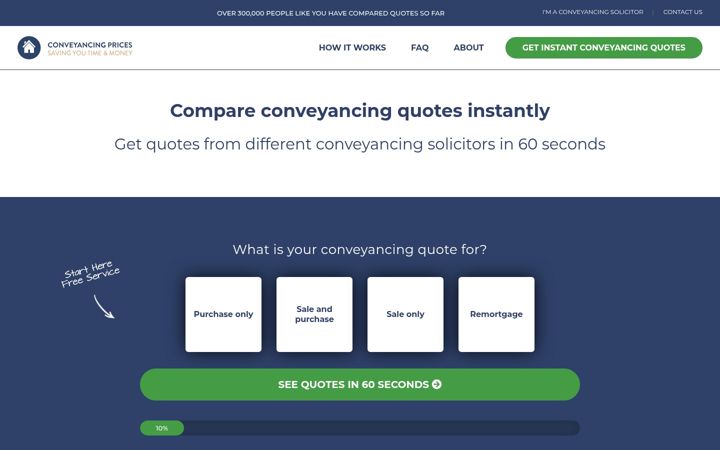 Screenshot von conveyancingprices.co.uk