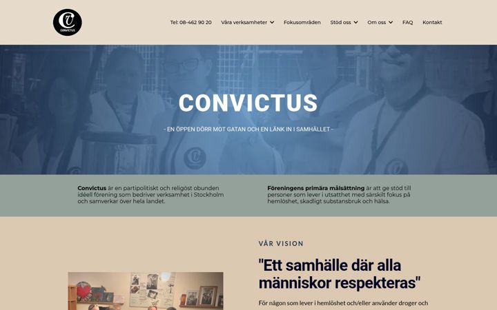 Snímek obrazovky convictus.org