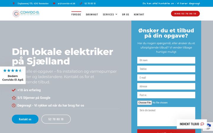 Screenshot of convido-el.dk