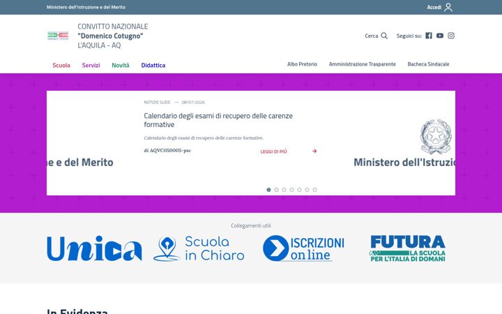 Screenshot of convittocotugno.edu.it