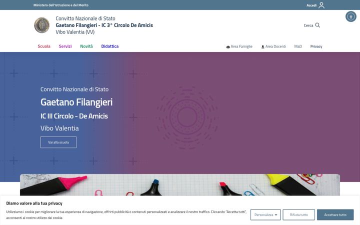 Screenshot of convittofilangieri.edu.it