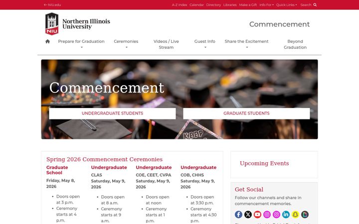 Screenshot of convocation.niu.edu