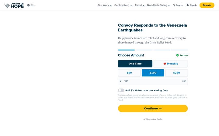 Skærmbillede af convoyofhope.org