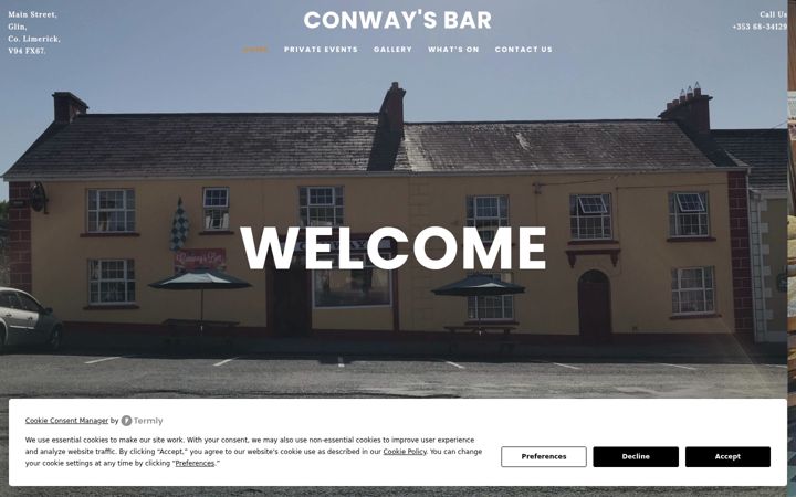 Skærmbillede af conwaysbar.ie