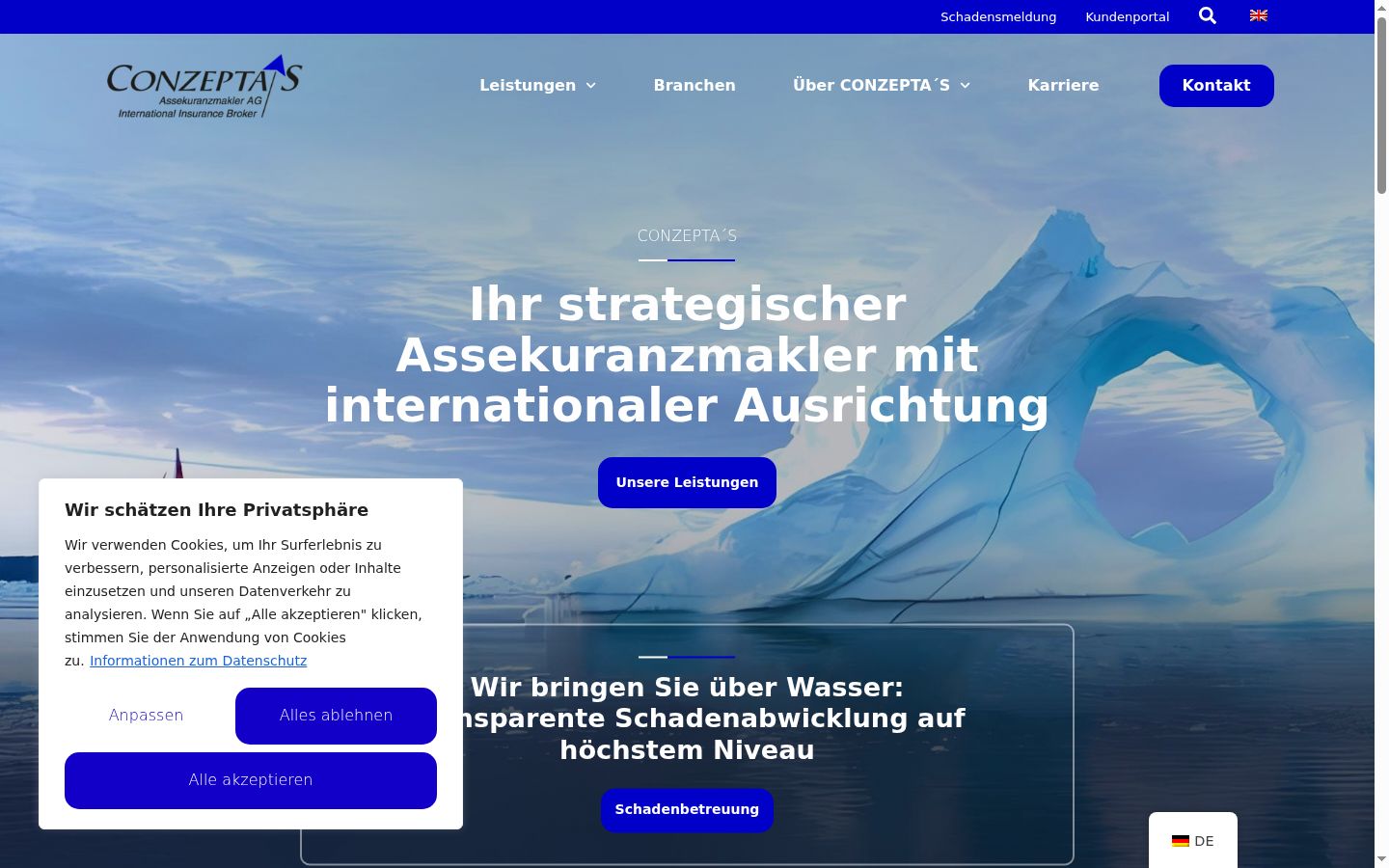 Screenshot del banner di consenso mostrato prima di qualsiasi interazione