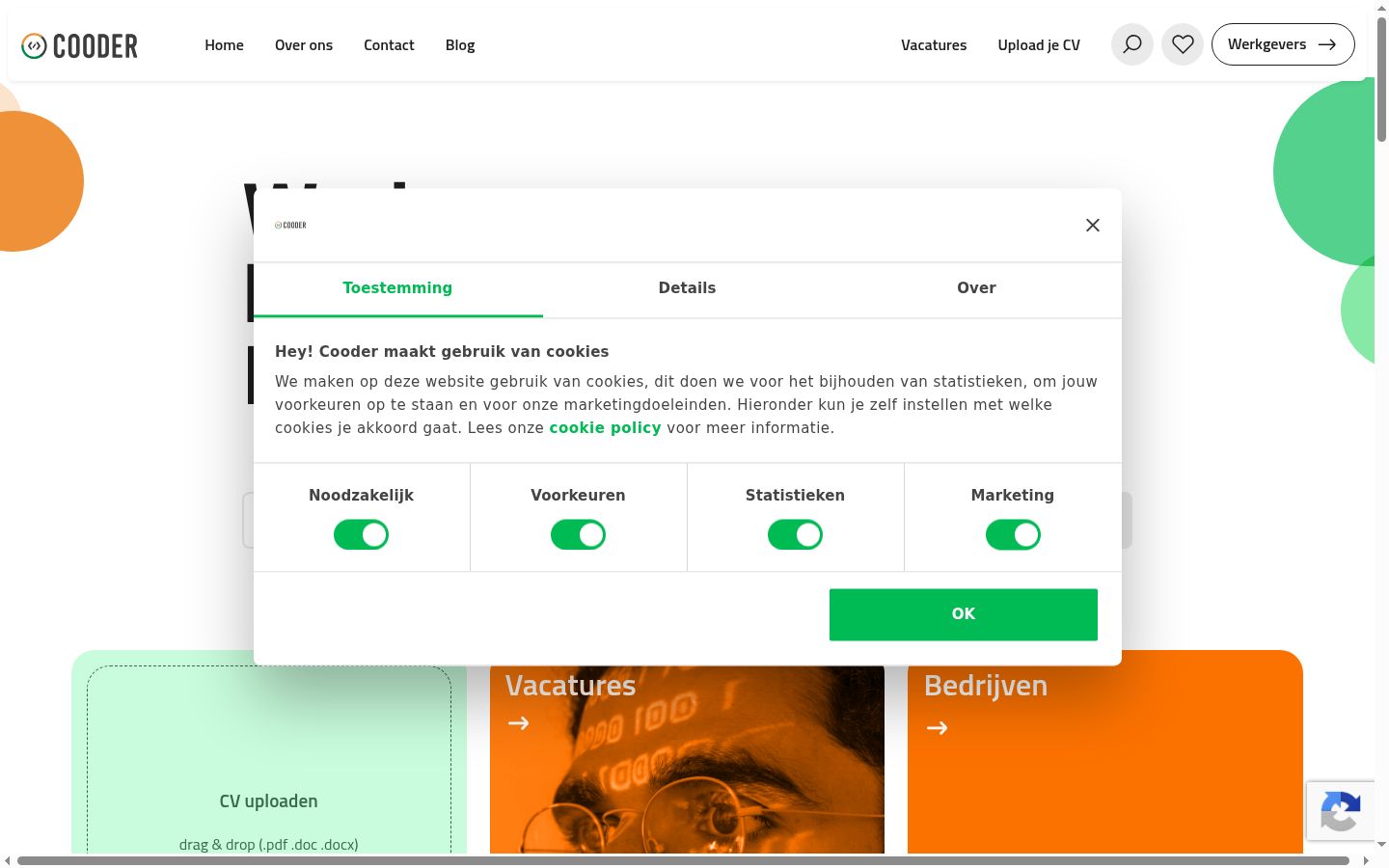 Screenshot des Einwilligungsbanners vor jeglicher Interaktion