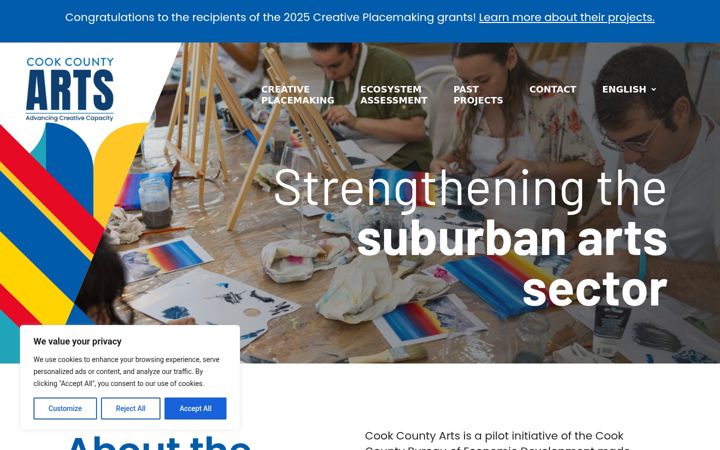 Screenshot of cookcountyarts.org