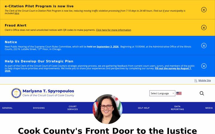 Screenshot of cookcountyclerkofcourt.org