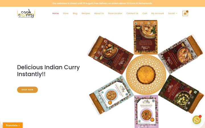 Screenshot stránky cookcurry.eu
