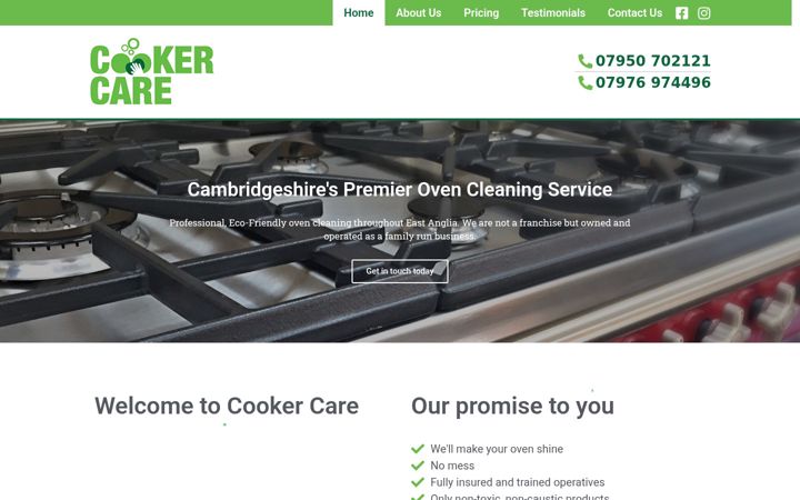 Screenshot of cookercare.co.uk