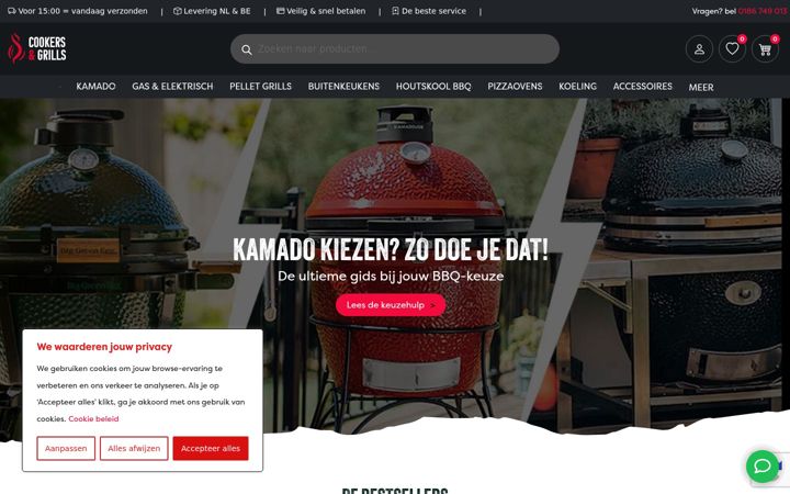 Screenshot of cookersandgrills.nl