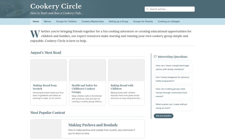 Screenshot of cookerycircle.co.uk