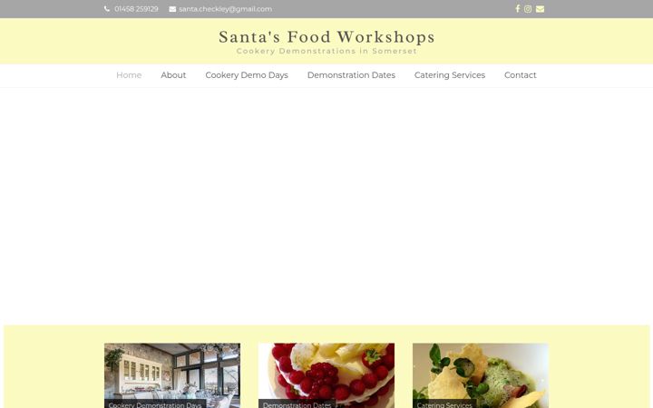 Screenshot of cookerycoursessomerset.co.uk