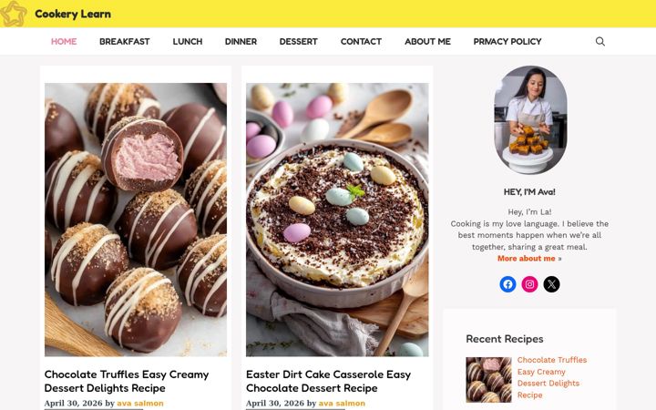 Screenshot of cookerylearn.com