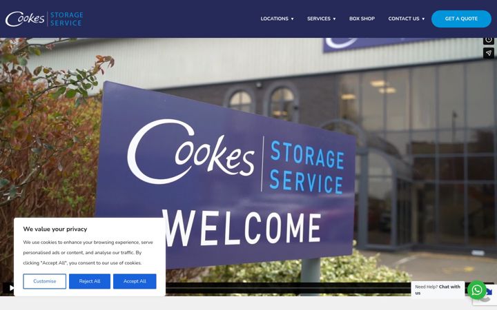 Captura de ecrã de cookesstorage.co.uk