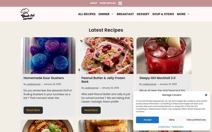 Screenshot of cookfulcorner.com