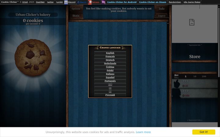 Screenshot of cookieclicker.space