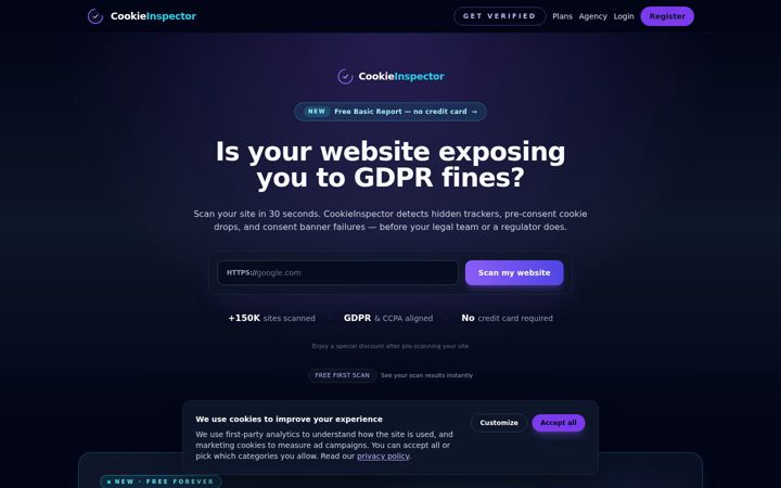 Screenshot of cookieinspector.com