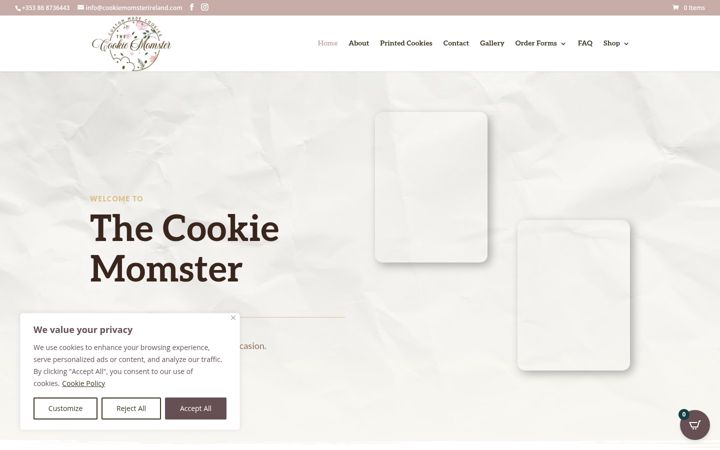 Screenshot of cookiemomsterireland.com