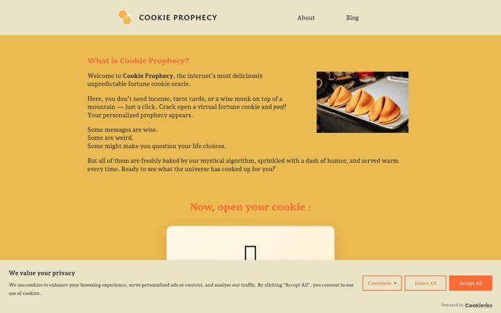 Screenshot of cookieprophecy.com