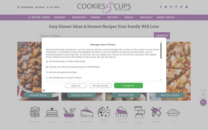 Screenshot of cookiesandcups.com