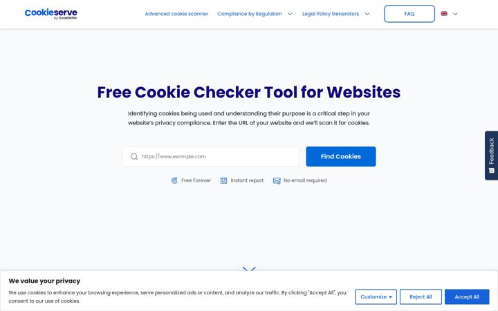 Screenshot of cookieserve.com