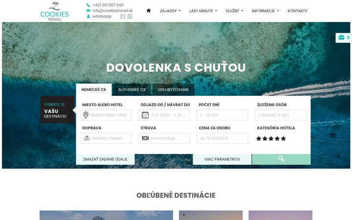 Screenshot of cookiestravel.sk