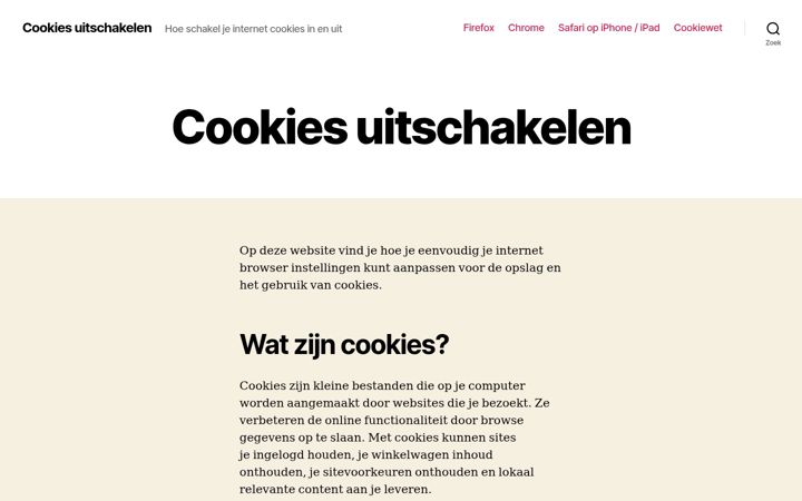Screenshot of cookiesuitschakelen.nl