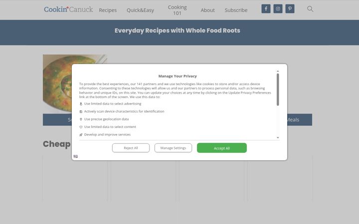 Screenshot von cookincanuck.com