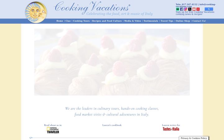 Screenshot of cooking-vacations.com