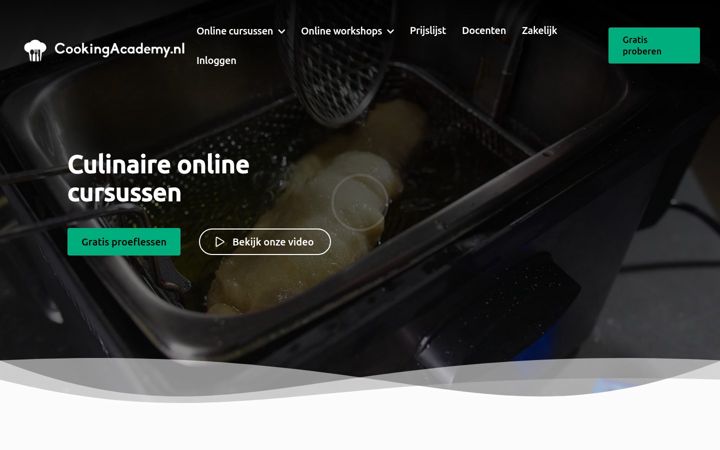 Kuvakaappaus sivustosta cookingacademy.nl