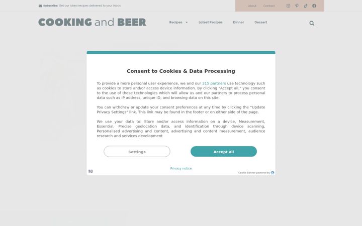 Screenshot of cookingandbeer.com