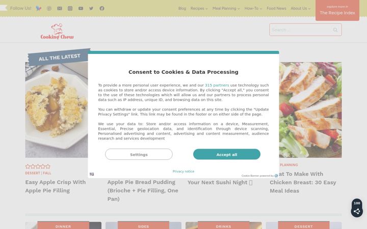 Screenshot of cookingchew.com
