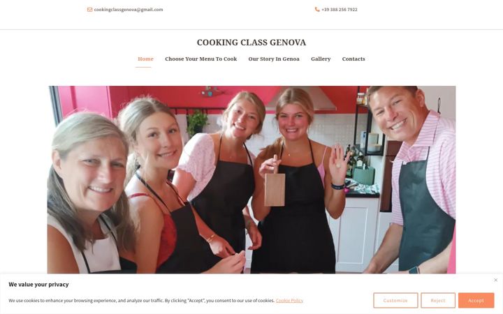 Screenshot of cookingclassgenova.com